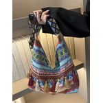 product_image_name-Generic-Large Capacity National Fashion Tassel Casual Bag 2024 New Versatile Canvas Shoulder Messenger Bag Tote Bag-3