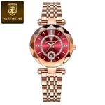POEDAGAR Amber Gradient  Female Analogue Chronograph Designer Timepiece