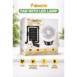 Solar Rechargeable Fan with LED Lamp – 8” Portable Cooling & Lighting Solution ! Black & white 