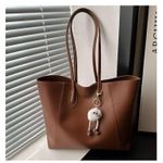 product_image_name-Fashion-Elegant large capacity tote bag with pendant- brown-1
