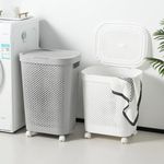 Generic Large Rolling Laundry Basket with Lid, Handles & Lockable Wheels - image 2