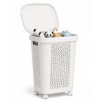 Multipurpose Rolling Storage Basket with Lid – Ventilated Plastic Organizer for Laundry & Toys
