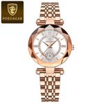 POEDAGAR White Dial Rose Gold Plated Strap Female Watch