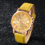 GENEVA  Unisex Exclusive Leather Wrist Watch - Yellow