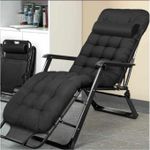 Adjustable Outdoor Relaxing Chair With Cushion_Black
