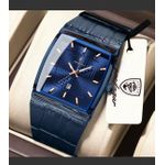 POEDAGAR Men Leather Strap Wristwatch