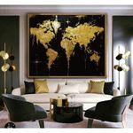 Art Canvas  Work With Frame ( Abstract Map Artwork )