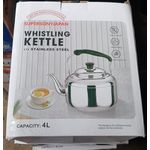 Stainless steel whistling kettle with a 4L capacity