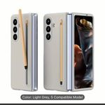 Samsung Z Fold 5 Light Beige-Friendly, Lightweight, Anti-Fingerprint Full-Coverage Protective Case with Stylus Pen