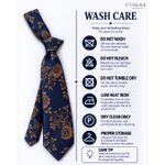 PABANI Pabani Premium Navy Gold Floral Mens Silk Tie For Weddings - image 5