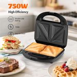 Generic 2-Slice Sandwich Maker Fast Non-Stick Breakfast Maker for Hot Sandwiches