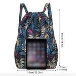 Fashion Women Drawstring Pocket Backpack Travel Bag Flower Backpack - image 3