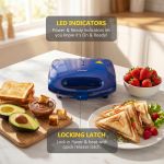 Generic 2 Face Bread Toaster/Sandwich Maker (2 Slice) Electric Sandwich Machine, Non-Stick Fast Heat Toast & Egg Maker, Blue - image 5