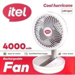 itel 4000mAh Foldable Rechargeable Fan with LED Light