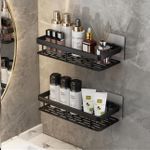 Generic Large-capacity wall-mounted shower caddy, drill-f-ree i-nstallation,space-saving floating shelf suitable for bathrooms and kitchens. - image 2