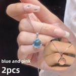 product_image_name-Fashion-2Pcs Crystal Round Pendant Necklace-5