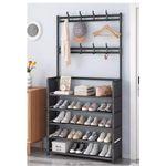 product_image_name-Generic-5-Tier Shoe Rack With Coat Hanger - Multifunctional Entry Organizer -1