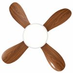 SUMMER WIND 4-Blade Wooden Ceiling Fan Light with LED Lamp & Remote Control