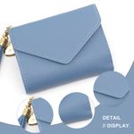 product_image_name-Fashion-Women’s Blue Short Wallet – Envelope Flap, Heart Tassel Charm, Multi-Card Organizer-4