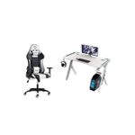 Generic Office/Gaming Chair With Table For Laptop/desktop- Black & White