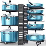 product_image_name-Generic-ADJUSTABLE TIER 8 POT RACK WITH POT AND PANS ORGANIZER FOR KITCHEN CABINET AND STORAGE. Black -1