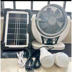 Rechargeable Fan Lithium Battery AC/DC+Solar Panel+LED bulbs