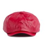 Fashion PU leather octagonal men's papas cap - Red