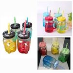 12 Pieces Beautiful Glass Cup With Lid And Straw