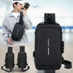  Unisex Anti-Theft Baddo Luxury Cross Bag - Plain Black