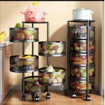 5-Tier Rolling Kitchen Storage Rack with Mesh Baskets