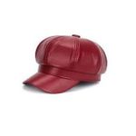 Leather Cap For Unisex-Wine