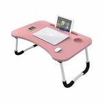Adjustable Foldable Laptop & Bed Side Table- Pink