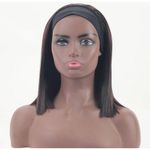Straight Hair Blunt Cut Wig With Headband