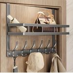 Generic 6-hook multi-functional metal easy-to-install back door shelf, suitable for bedroom, bathroom and kitchen storage.