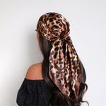 Fashion Vintage 90*90cm Leopard Print Polyester Scarf Brown Edged Large Square Versatile Headscarf