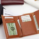 product_image_name-STY-Women Short Wallet Ladies Coin Purse Tri-fold Wallet Card Case - Brown-2