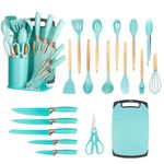product_image_name-Generic-20-Piece Luxury Mint Green Silicone Kitchen Utensil & Knife Set-1