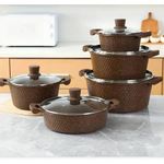 5PCS Set Diecast Non-Stick Pots-Granite