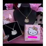 Cute Hello Kitty Pendant Necklace Set – Sparkling Cartoon Jewelry for Girls & Women, Perfect Gift with Box