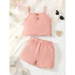 product_image_name-Catpapa-1-8 Years Kid Girl Summer 2pcs Sling Ribbed Top With Shorts-3