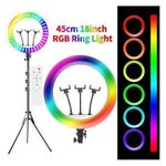 product_image_name-Generic-18" Dimmable RGB LED Ring Light Smart Sensor With Stand, Remote, Bluetooth Shuttle For Selfie For Smartphones & Cameras YouTube Makeup Video Studio-3