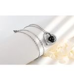 ONIBENZ Stainless Steel Heart Necklace & Black Ball Stud Earrings Set - Silver Tone - image 4