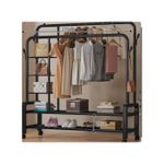 Generic 58kg Quality Double Pole Hanger Cloth Storage Rack with Wheel