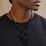 Fashion UNISEX BLACK BEADED MAP CHAIN FOR MEN