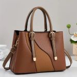 Fashion Collections Women's Two-Tone Structured Tote Bag – Camel