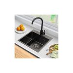 Single Bowl Kitchen Sink With Tap Black