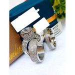 Diamond Whisper Silver Wedding Ring Set (Non Fading)