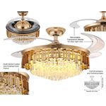 SUMMER WIND 48" Bluetooth Crystal Retractable Ceiling Fan Light – 72W with Inbuilt Speaker - image 2