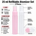 Generic 2-Piece 25 ml Refillable Fine Mist Atomizer Spray Bottle Set - image 2