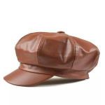 Leather Plain Cap For Men And Women-Brown
